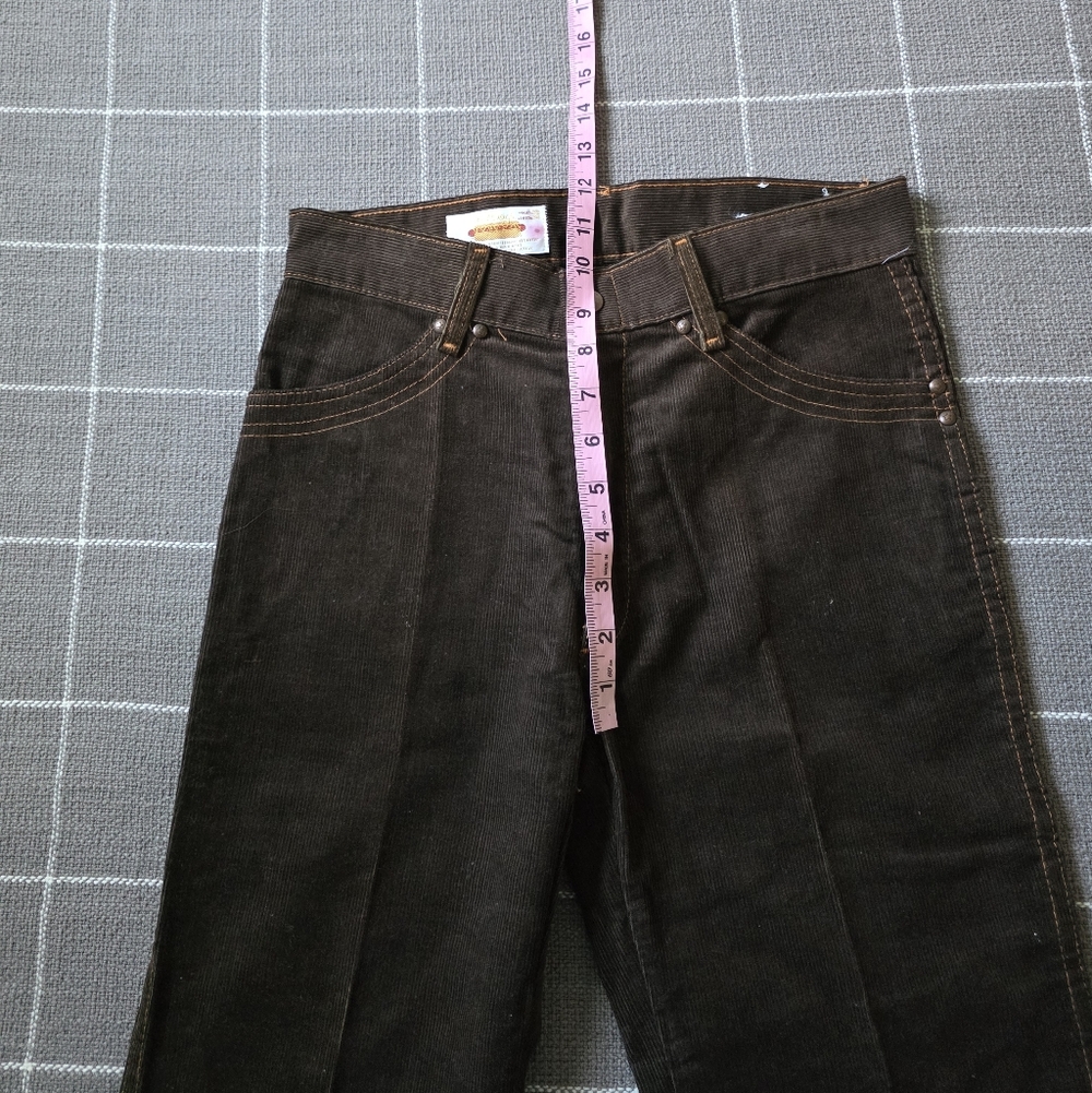 Vtg 70s Deadstock Hot Dogs Corduroy Flare Pants 28 x 34 - Picture 4 of 11